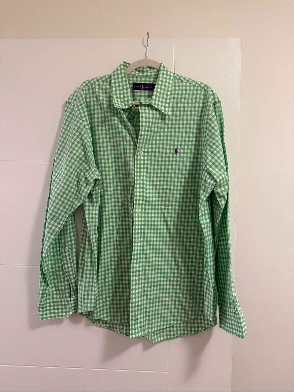 Ralph Lauren Light Green Gingham Button-Down Shirt